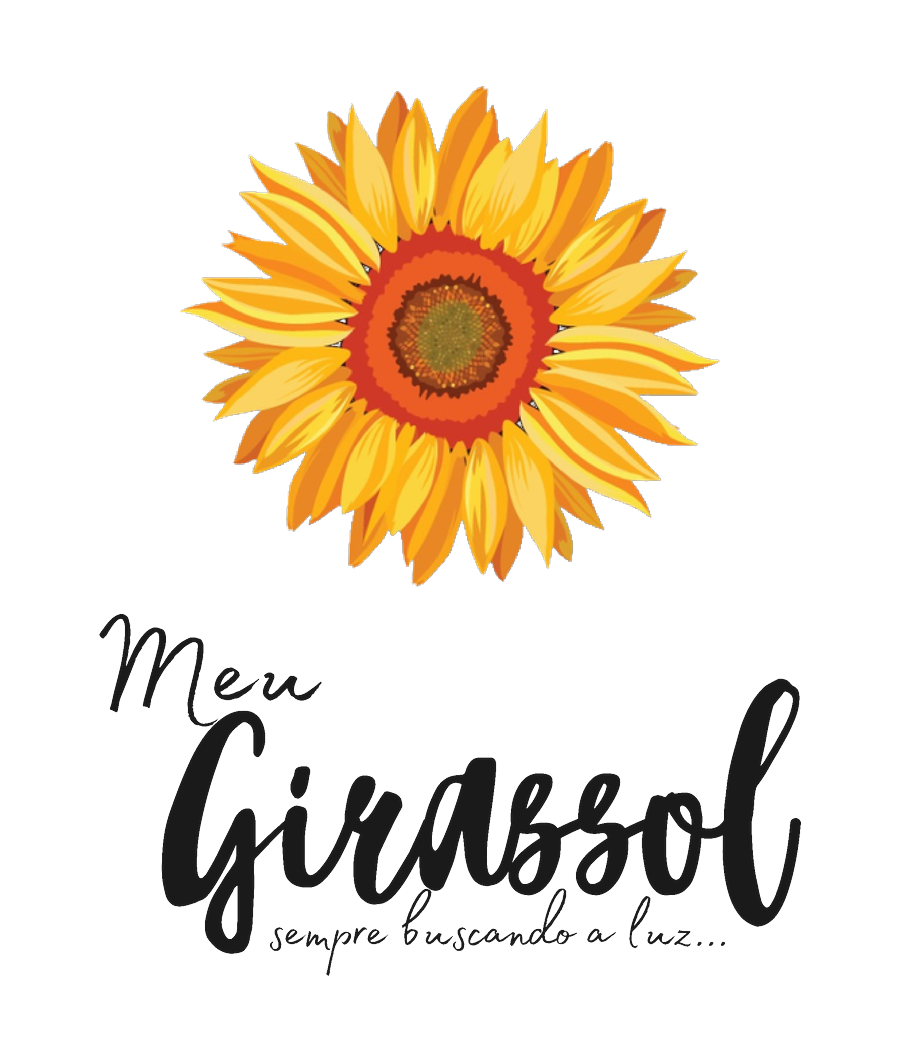 Logo do Projeto Meu Girassol: girassol com o lettering Meu Girassol, sempre buscando a luz